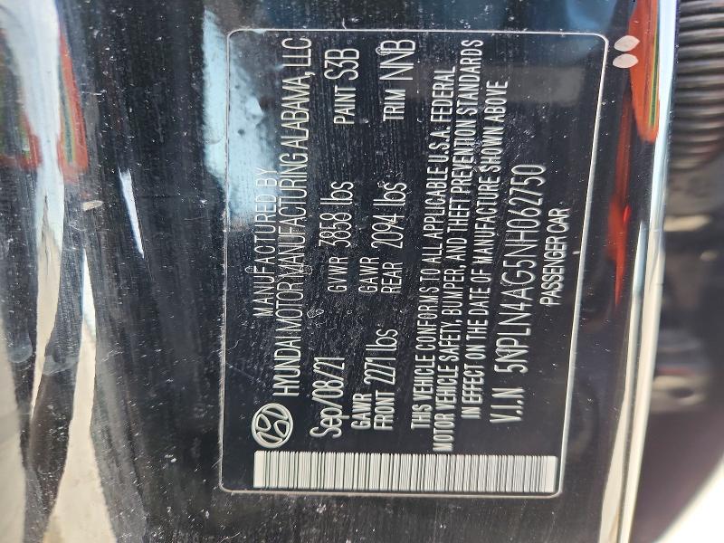 2022 Hyundai Elantra მანქანა იყიდება აუქციონზე, vin: 5NPLN4AG5NH062750, აუქციონის ნომერი: 46147316