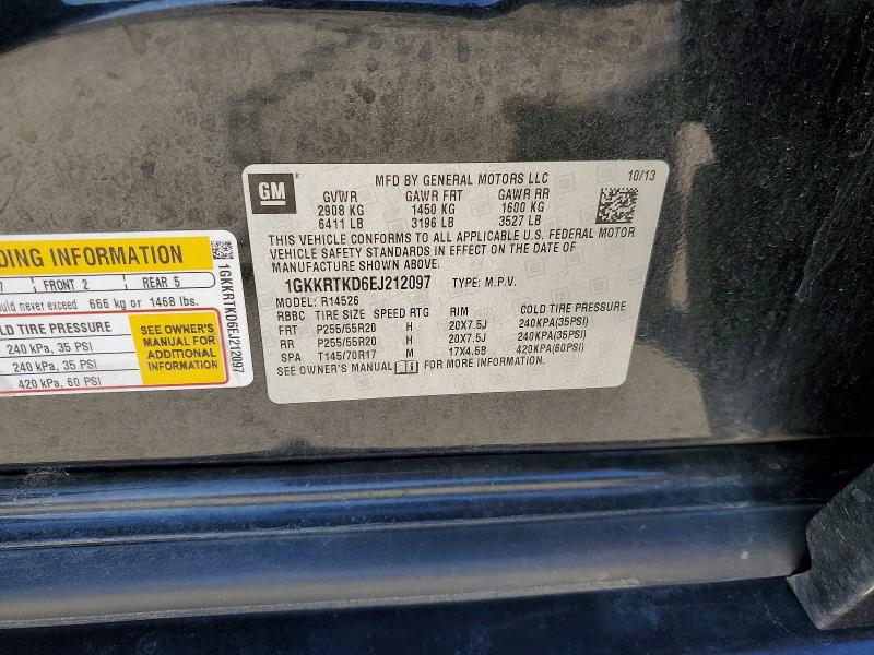 78974935 :رقم المزاد ، 1GKKRTKD6EJ212097 vin ، 2014 Gmc Acadia مزاد بيع