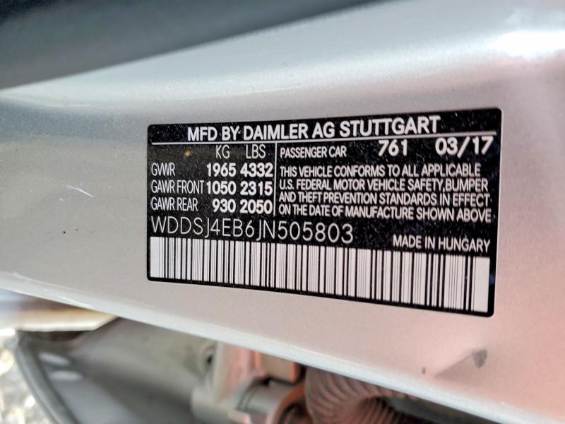 46284936 :رقم المزاد ، WDDSJ4EB6JN505803 vin ، 2018 Mercedes-benz Cla مزاد بيع