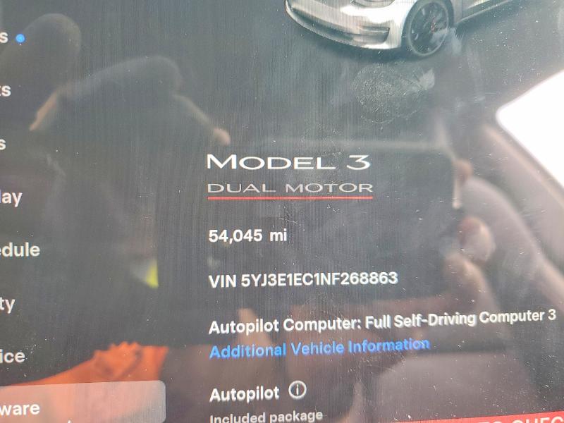 Продажа на аукционе авто 2022 Tesla Model 3, vin: 5YJ3E1EC1NF268863, номер лота: 79829655