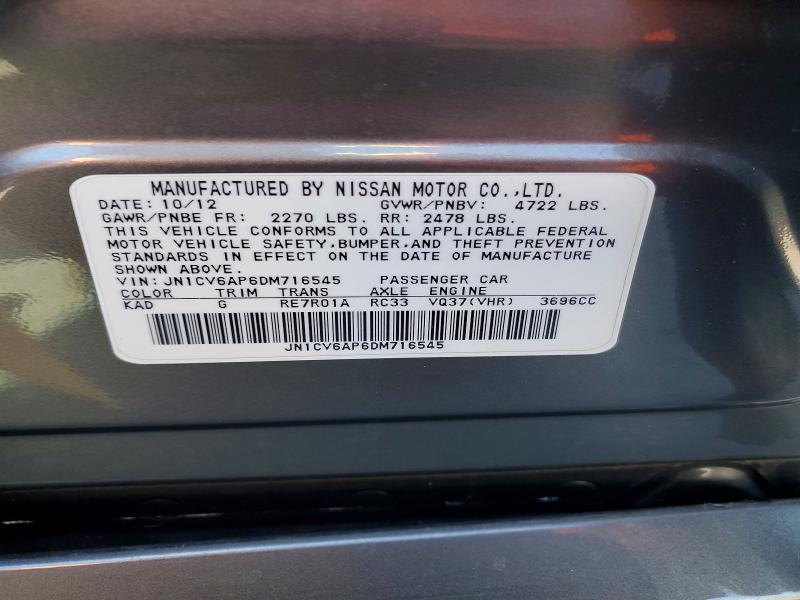 45659516 :رقم المزاد ، JN1CV6AP6DM716545 vin ، 2013 Infiniti G37 Sedan مزاد بيع