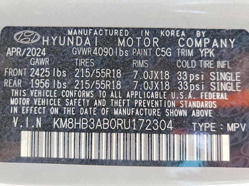 Продаж на аукціоні авто 2024 Hyundai Kona, vin: KM8HB3AB0RU172304, номер лоту: 47654306