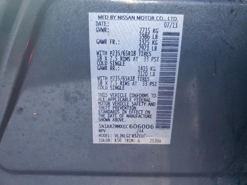 Продаж на аукціоні авто 2014 Nissan Pathfinder, vin: 5N1AR2MMXEC606006, номер лоту: 45587936