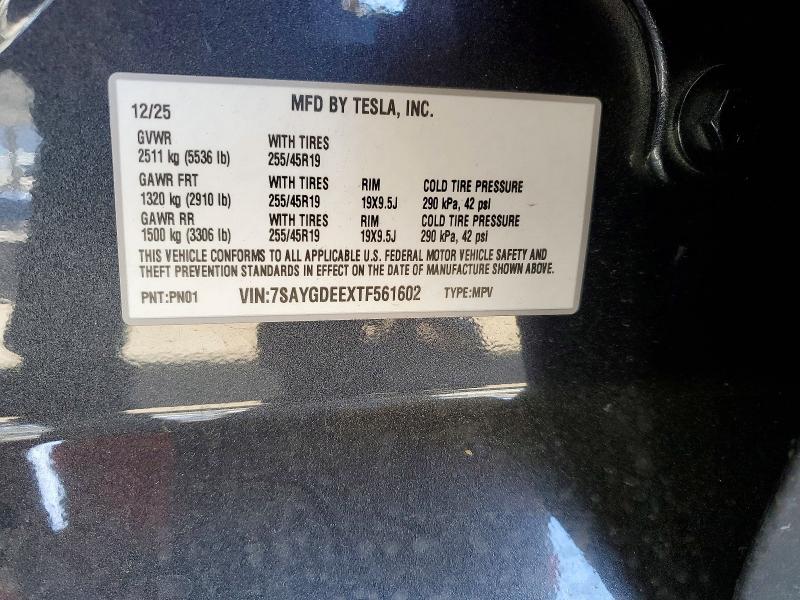 Продаж на аукціоні авто 2026 Tesla Model Y, vin: 7SAYGDEEXTF561602, номер лоту: 41664466