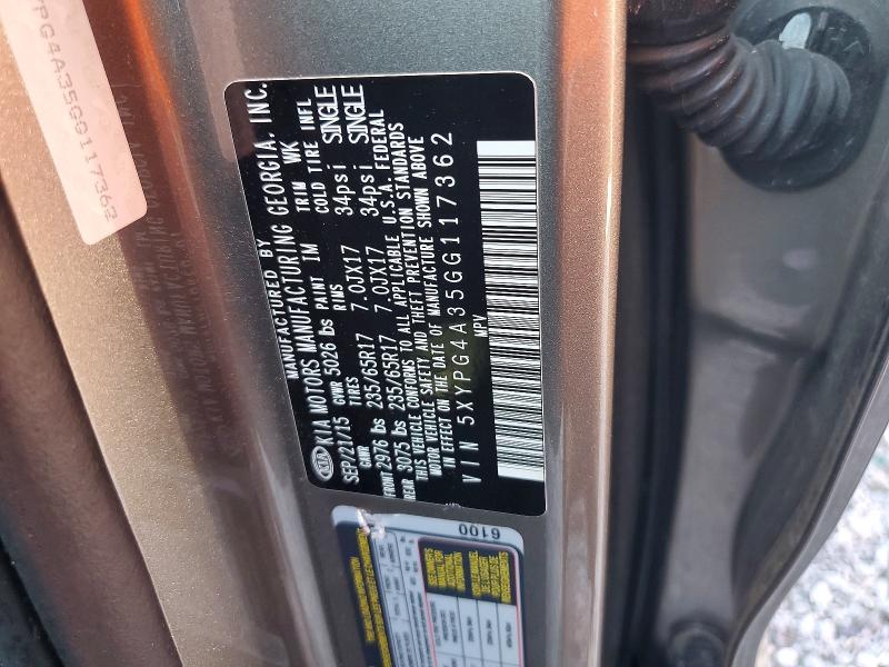 2016 Kia Sorento Ex მანქანა იყიდება აუქციონზე, vin: 5XYPG4A35GG117362, აუქციონის ნომერი: 47457726
