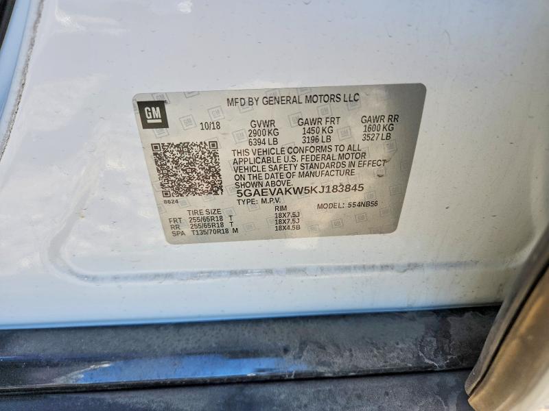 2019 Buick Enclave მანქანა იყიდება აუქციონზე, vin: 5GAEVAKW5KJ183845, აუქციონის ნომერი: 46707456