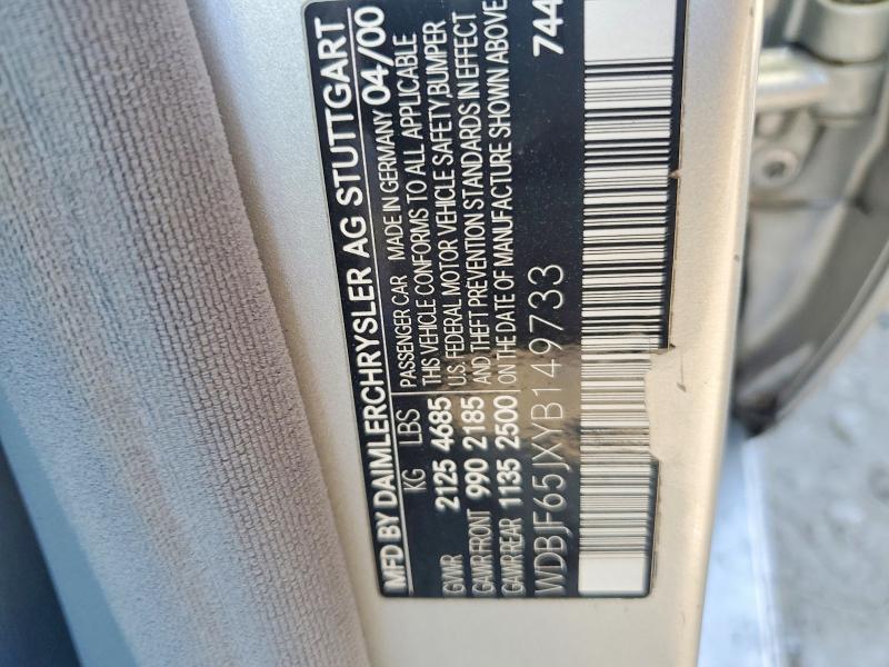Продажа на аукционе авто 2000 Mercedes-benz E, vin: WDBJF65JXYB149733, номер лота: 46636916
