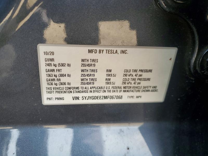 47781906 :رقم المزاد ، 5YJYGDEE2MF067068 vin ، 2021 Tesla Model Y مزاد بيع