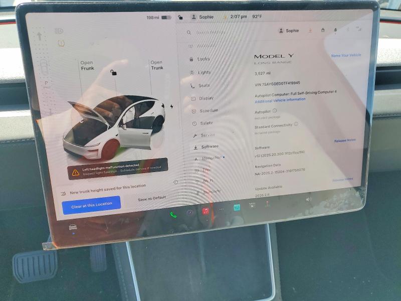 Aukcja sprzedaży 2026 Tesla Model Y, vin: 7SAYGDED0TF419945, numer aukcji: 47783156