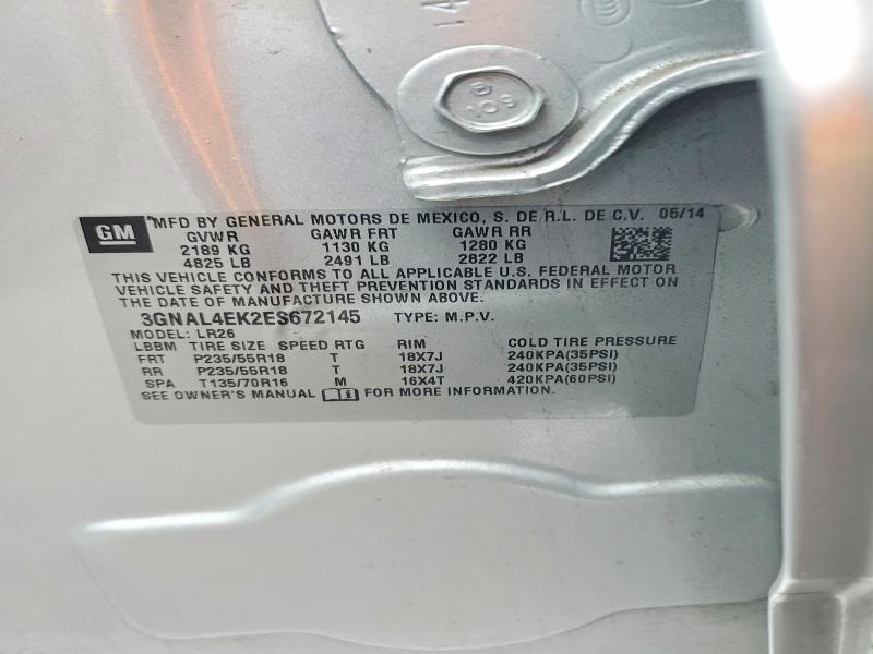 79947015 :رقم المزاد ، 3GNAL4EK2ES672145 vin ، 2014 Chevrolet Captiva مزاد بيع