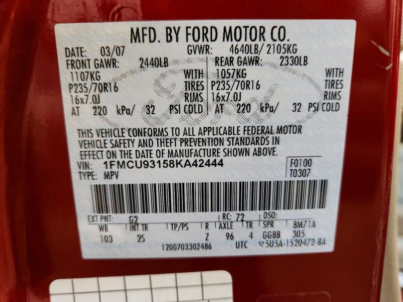 Aukcja sprzedaży 2008 Ford Escape, vin: 1FMCU93158KA42444, numer aukcji: 45528196