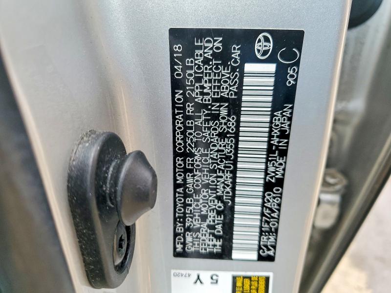 Aukcja sprzedaży 2018 Toyota Prius, vin: JTDKARFU1J3551686, numer aukcji: 47442736