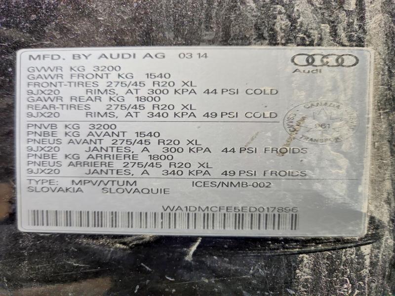 45487476 :رقم المزاد ، WA1DMCFE5ED017896 vin ، 2014 Audi Q7 مزاد بيع