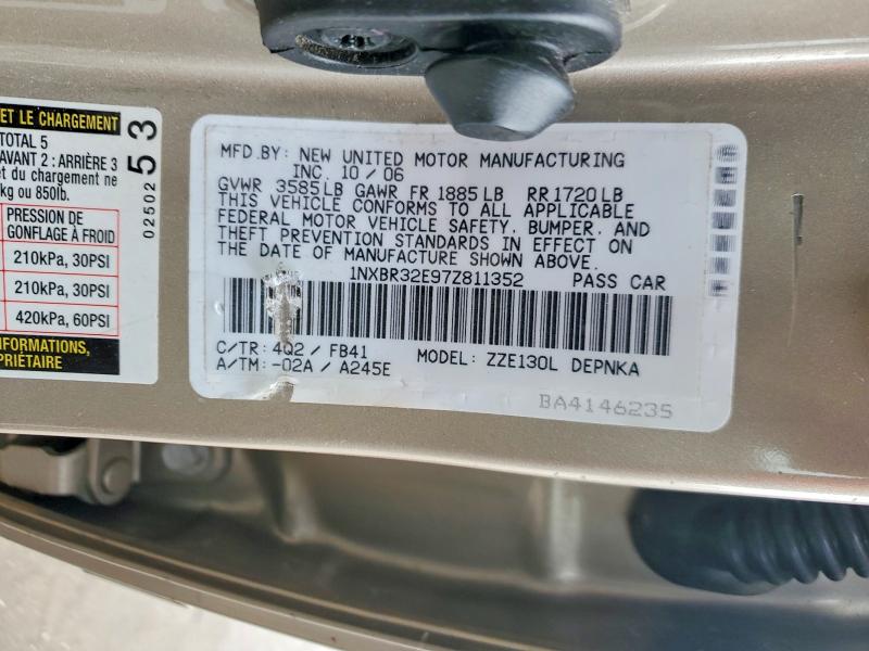2007 Toyota Corolla მანქანა იყიდება აუქციონზე, vin: 1NXBR32E97Z811352, აუქციონის ნომერი: 41992666