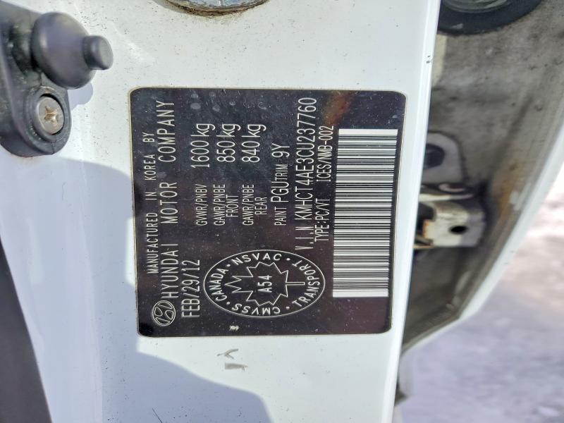 78827765 :رقم المزاد ، KMHCT4AE3CU237760 vin ، 2012 Hyundai Accent مزاد بيع