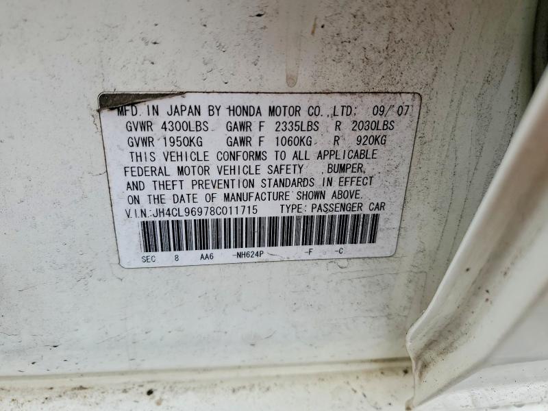 79966595 :رقم المزاد ، JH4CL96978C011715 vin ، 2008 Acura Tsx مزاد بيع