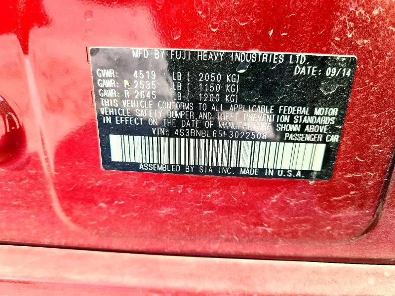 2015 Subaru Legacy მანქანა იყიდება აუქციონზე, vin: 4S3BNBL65F3022508, აუქციონის ნომერი: 47249616