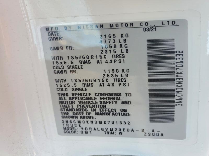 2019 Nissan Nv მანქანა იყიდება აუქციონზე, vin: 3N6CM0KN3MK701332, აუქციონის ნომერი: 45457616