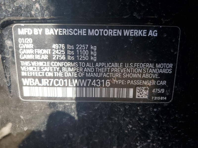 Продаж на аукціоні авто 2020 Bmw 530, vin: WBAJR7C01LWW74316, номер лоту: 41962336