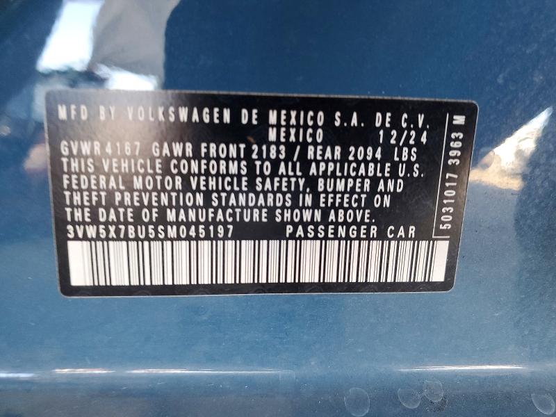 Aukcja sprzedaży 2025 Volkswagen Jetta, vin: 3VW5X7BU5SM045197, numer aukcji: 45841946