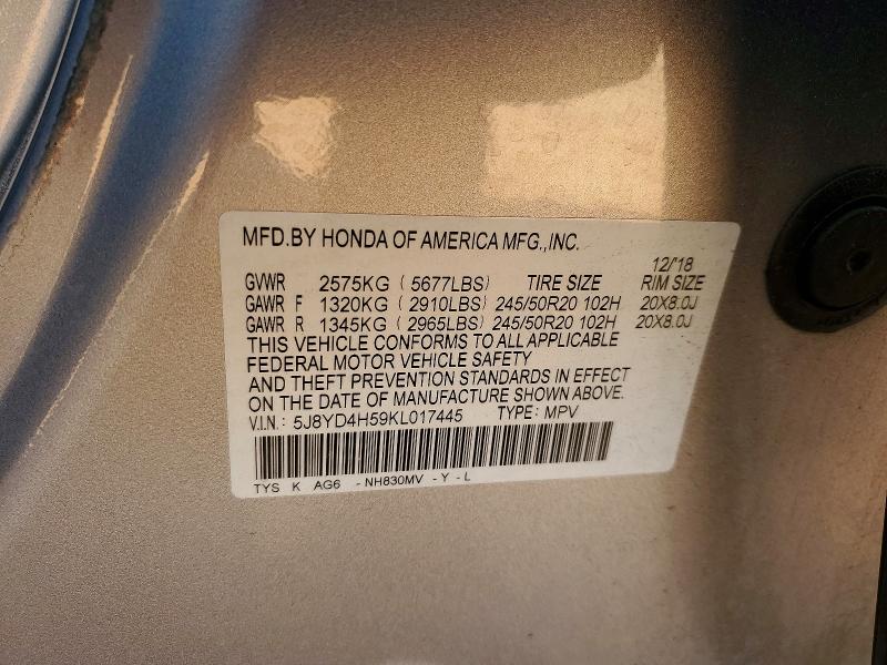Продажа на аукционе авто 2019 Acura Mdx, vin: 5J8YD4H59KL017445, номер лота: 46060596