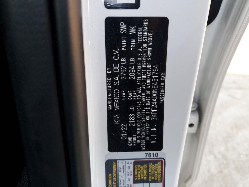 Продажа на аукционе авто 2022 Kia Forte, vin: 3KPF24AD0NE451764, номер лота: 41991596