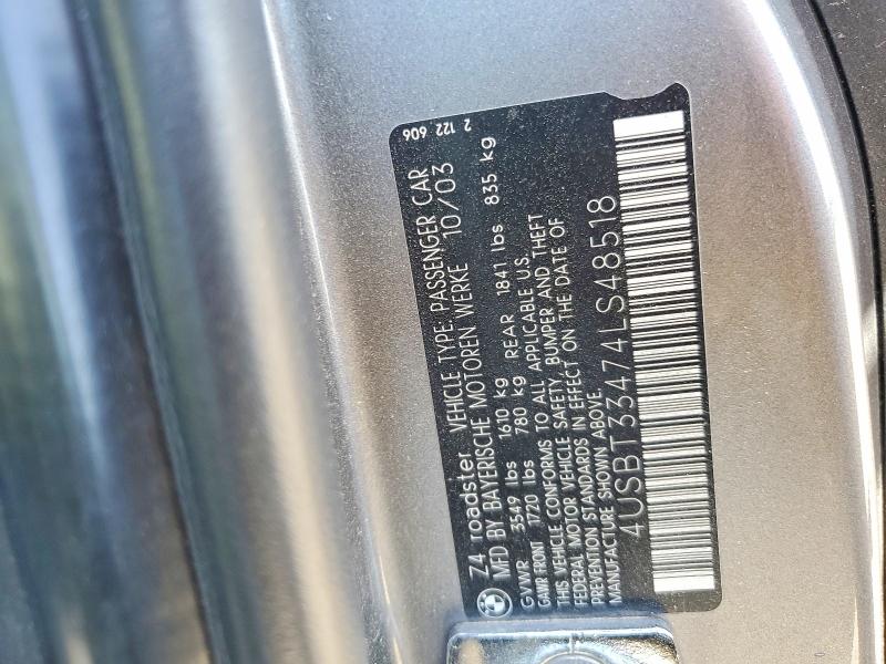 2004 Bmw Z4 მანქანა იყიდება აუქციონზე, vin: 4USBT33474LS48518, აუქციონის ნომერი: 48128356