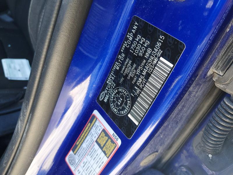 Продаж на аукціоні авто 2022 Hyundai Elantra, vin: KMHLM4AG3NU340615, номер лоту: 79029545