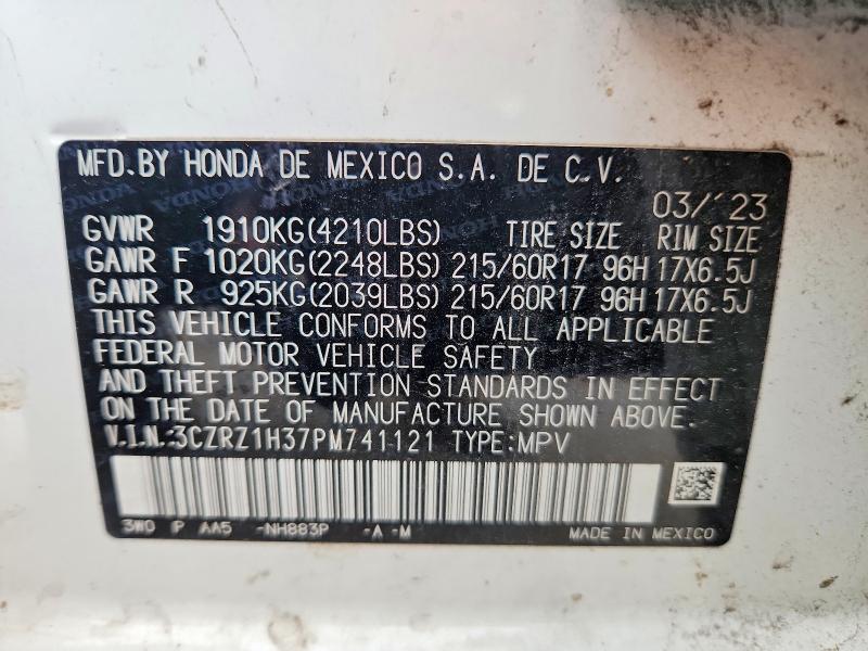 Aukcja sprzedaży 2023 Honda Hr-v, vin: 3CZRZ1H37PM741121, numer aukcji: 47690596