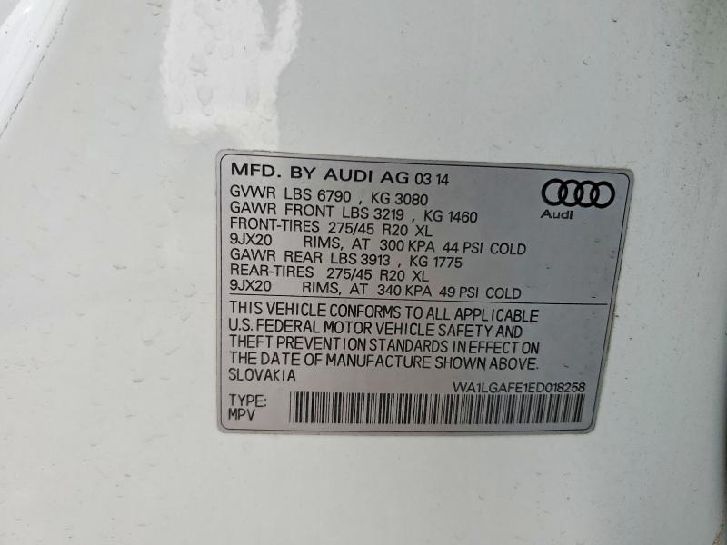Aukcja sprzedaży 2014 Audi Q7, vin: WA1LGAFE1ED018258, numer aukcji: 41591976