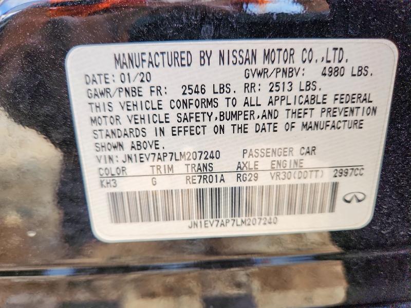 Aukcja sprzedaży 2020 Infiniti Q50, vin: JN1EV7AP7LM207240, numer aukcji: 79365935