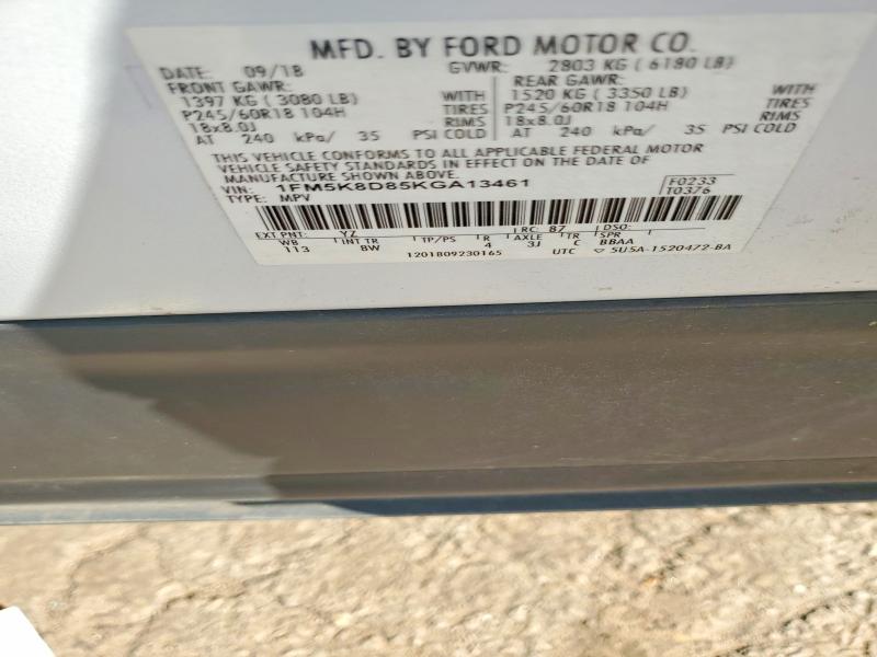 2019 Ford Explorer მანქანა იყიდება აუქციონზე, vin: 1FM5K8D85KGA13461, აუქციონის ნომერი: 79997525
