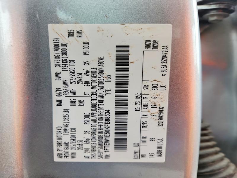 47830926 :رقم المزاد ، 1FTEW1E50KFB88534 vin ، 2019 Ford F150 مزاد بيع