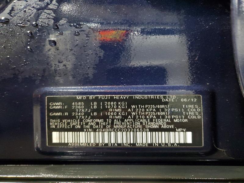 Продажа на аукционе авто 2013 Subaru Outback, vin: 4S4BRCCC2D3206538, номер лота: 47734186