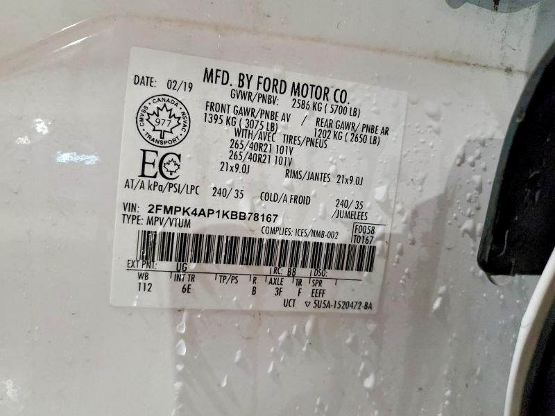 Aukcja sprzedaży 2019 Ford Edge, vin: 2FMPK4AP1KBB78167, numer aukcji: 41639986