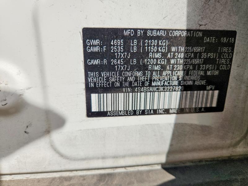 Aukcja sprzedaży 2019 Subaru Outback, vin: 4S4BSAHC3K3227820, numer aukcji: 48248396