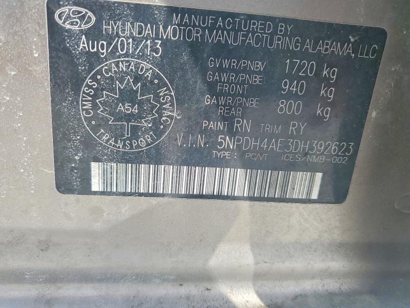 Продаж на аукціоні авто 2013 Hyundai Elantra, vin: 5NPDH4AE3DH392623, номер лоту: 46154846