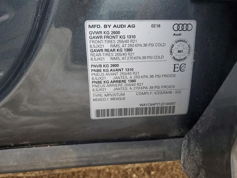 Aukcja sprzedaży 2018 Audi Sq5, vin: WA1C4AFY7J2144097, numer aukcji: 79562955