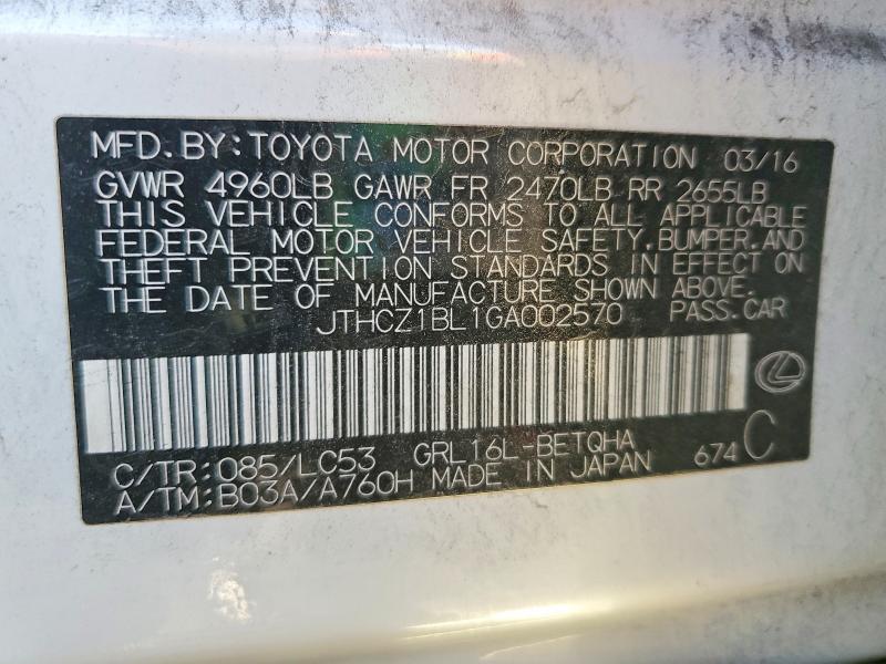 Продаж на аукціоні авто 2016 Lexus Gs 350, vin: JTHCZ1BL1GA002570, номер лоту: 79954675