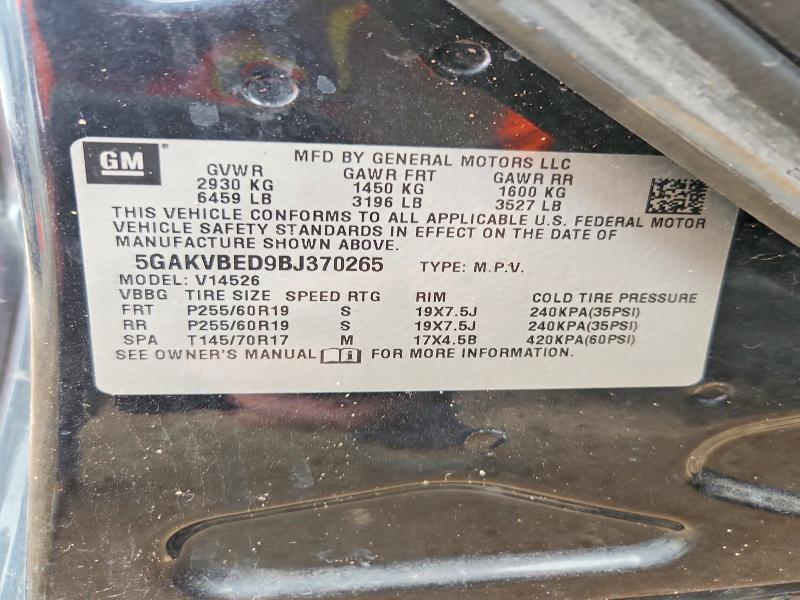 2011 Buick Enclave მანქანა იყიდება აუქციონზე, vin: 5GAKVBED9BJ370265, აუქციონის ნომერი: 41979576