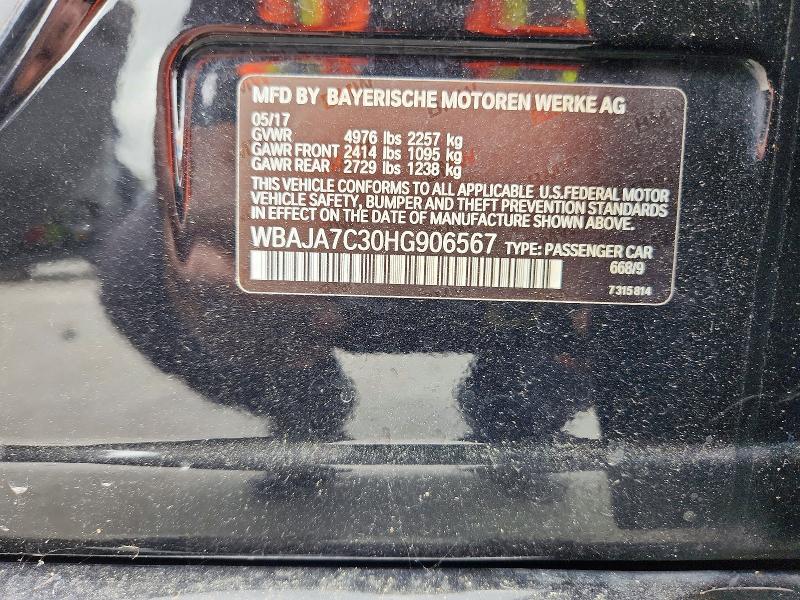 46174506 :رقم المزاد ، WBAJA7C30HG906567 vin ، 2017 Bmw 530 مزاد بيع