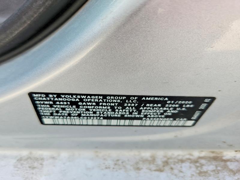 Продаж на аукціоні авто 2020 Volkswagen Passat, vin: 1VWWA7A36LC012274, номер лоту: 47447316
