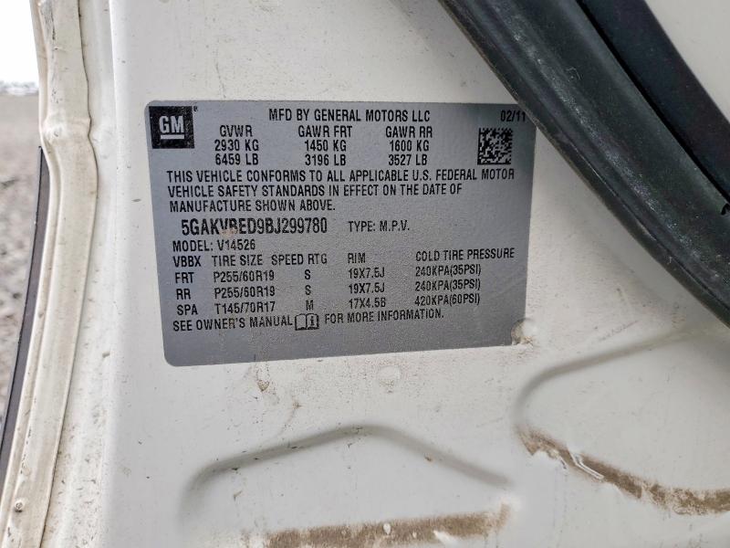 2011 Buick Enclave მანქანა იყიდება აუქციონზე, vin: 5GAKVBED9BJ299780, აუქციონის ნომერი: 47056266