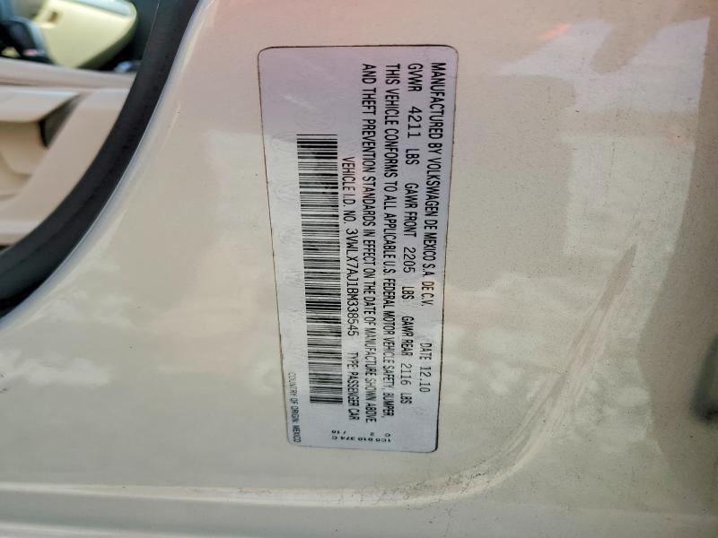 47879386 :رقم المزاد ، 3VWLX7AJ1BM338545 vin ، 2011 Volkswagen Jetta مزاد بيع