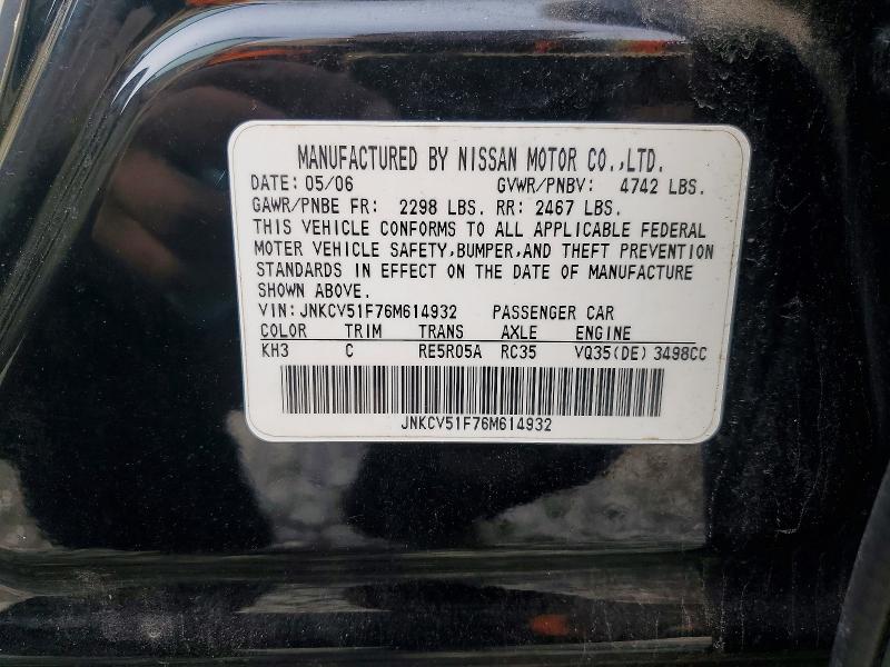 Продаж на аукціоні авто 2006 Infiniti G35, vin: JNKCV51F76M614932, номер лоту: 47360156
