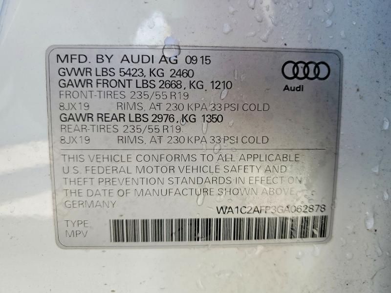 Продажа на аукционе авто 2016 Audi Q5, vin: WA1C2AFP3GA062878, номер лота: 78957045