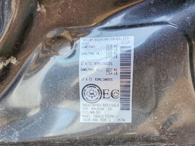 Продаж на аукціоні авто 2015 Nissan Rogue, vin: 5N1AT2MT0FC805964, номер лоту: 46634276