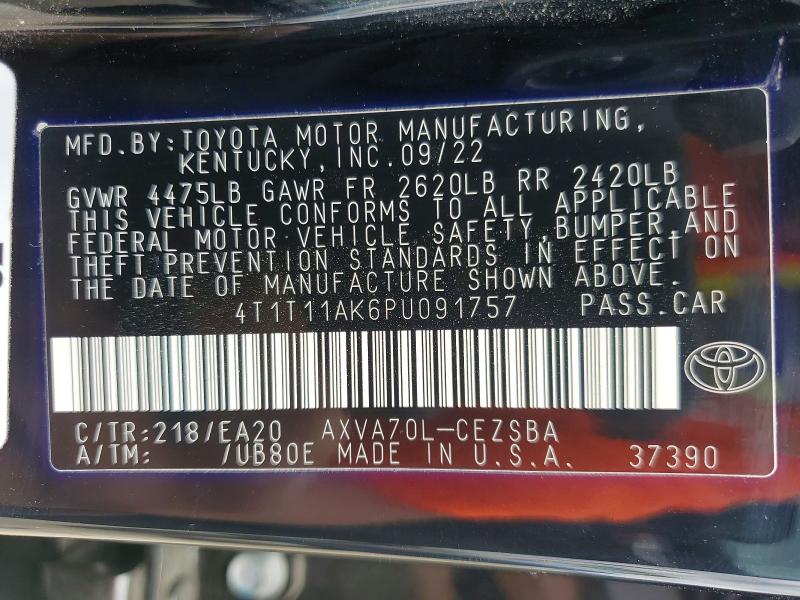 Продажа на аукционе авто 2023 Toyota Camry, vin: 4T1T11AK6PU091757, номер лота: 47980536