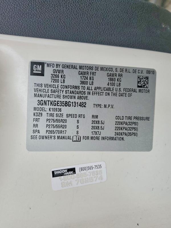51776926 :رقم المزاد ، 3GNTKGE35BG131482 vin ، 2011 Chevrolet Avalanche مزاد بيع