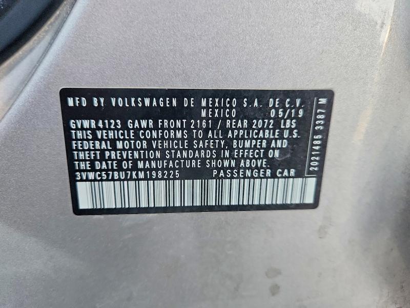 46286886 :رقم المزاد ، 3VWC57BU7KM198225 vin ، 2019 Volkswagen Jetta مزاد بيع